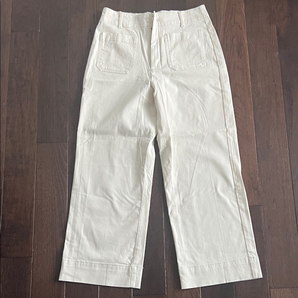 Cropped Wide-Leg Ankle Pants in White